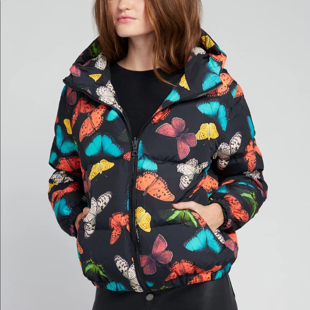 NWOT Alice+Olivia Reversible Butterfly Hooded Coat